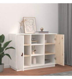 Buffet Blanc 100x40x75 cm Bois massif de pin