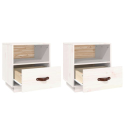 Tables de chevet 2 pcs Blanc 40x34x45 cm Bois de pin massif