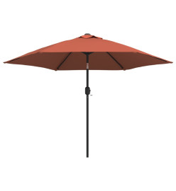 Parasol d'extérieur avec LED et mât en acier 300 cm Terre cuite