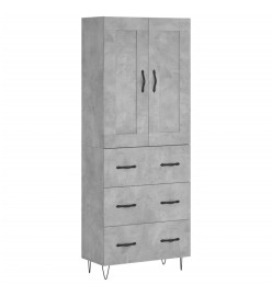 Buffet haut Gris béton 69,5x34x180 cm Bois d'ingénierie