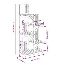Support à fleurs 60x25x130 cm bois massif de sapin