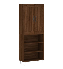 Buffet haut Chêne marron 69,5x34x180 cm Bois d'ingénierie