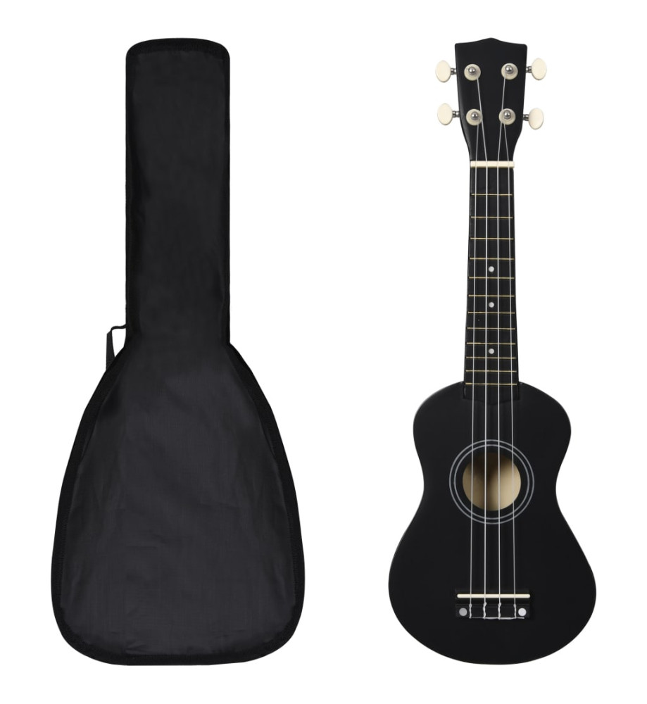 Jeu de ukulélé soprano avec sac pour enfants Noir 21"