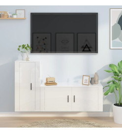 Ensemble de meubles TV 2 pcs blanc brillant bois d'ingénierie