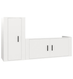 Ensemble de meubles TV 2 pcs blanc brillant bois d'ingénierie