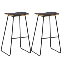 Tabourets de bar lot de 2 noir similicuir