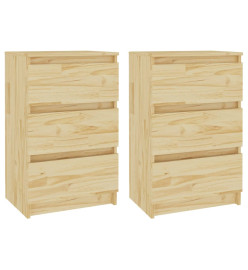 Tables de chevet 2 pcs 40x29,5x64 cm bois de pin solide