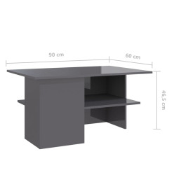 Table basse Gris brillant 90x60x46,5 cm Aggloméré