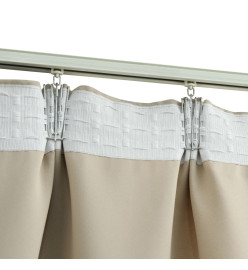 Rideaux occultants avec crochets 2 pcs Beige 140x175 cm