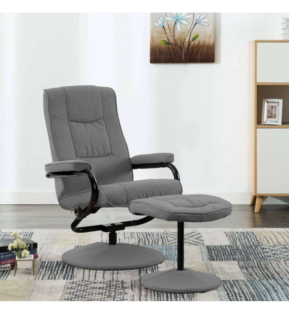 Fauteuil inclinable avec repose-pied Gris clair Tissu