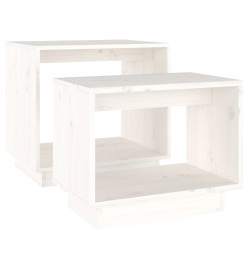 Tables basses gigognes 2 pcs Blanc Bois de pin massif