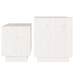 Tables basses gigognes 2 pcs Blanc Bois de pin massif