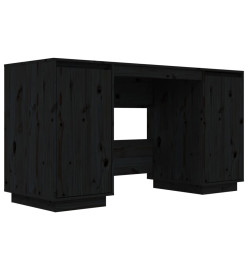 Bureau noir 140x50x75 cm bois massif de pin