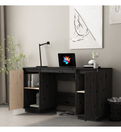 Bureau noir 140x50x75 cm bois massif de pin