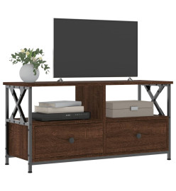 Meuble TV chêne marron 90x33x45 cm bois d'ingénierie et fer