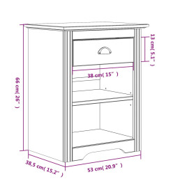 Table de chevet BODO blanc 53x38,5x66 cm bois de pin massif