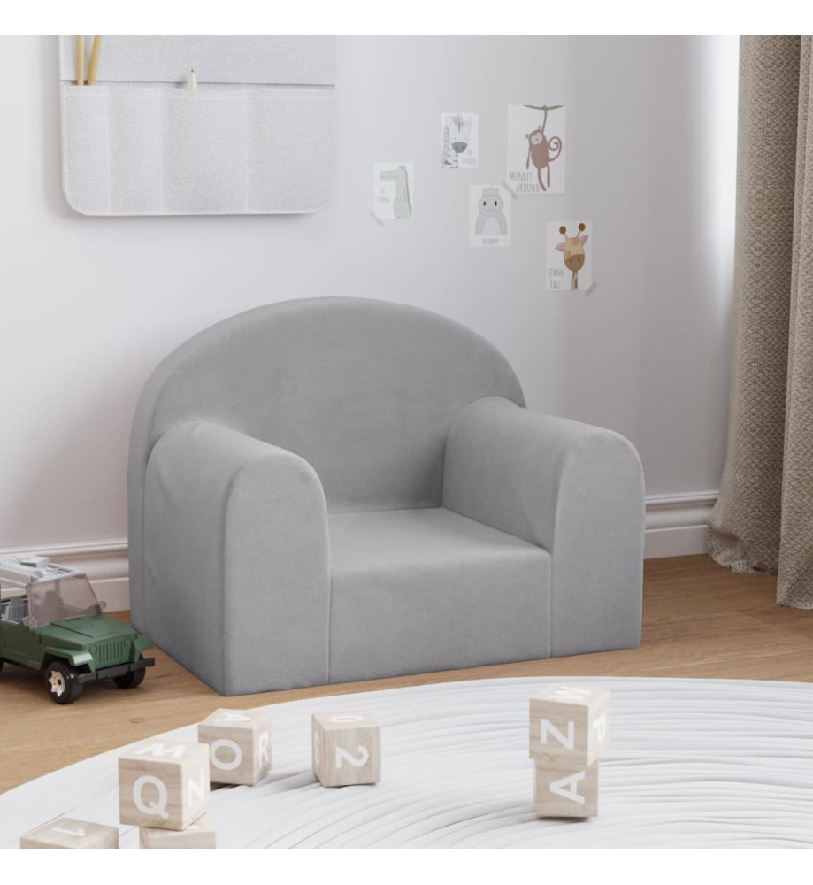 Canapé pour enfants Gris clair Peluche douce