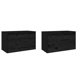 Armoires murales 2 pcs Noir 60x30x35 cm Bois de pin massif