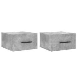 Tables de chevet murales 2 pcs gris béton 35x35x20 cm