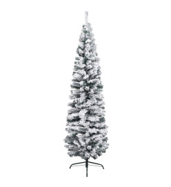 Sapin de Noël artificiel mince flocon de neige vert 210 cm PVC