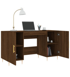 Bureau chêne marron 140x50x75 cm bois d'ingénierie