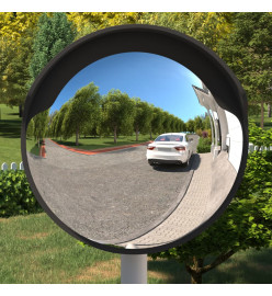 Miroir de traffic convexe d'extérieur Noir Ø60 cm Polycarbonate