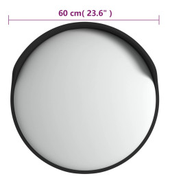 Miroir de traffic convexe d'extérieur Noir Ø60 cm Polycarbonate