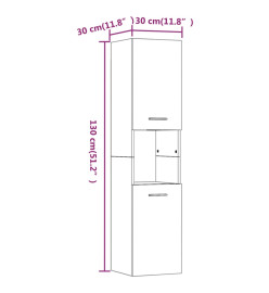 Armoire de bain Chêne marron 30x30x130 cm Bois d'ingénierie