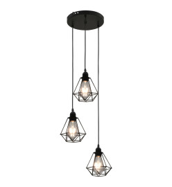 Plafonnier avec design de diamant Noir 3 ampoules E27