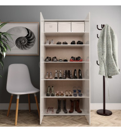 Armoire à chaussures Blanc brillant 80x35,5x180 cm Aggloméré