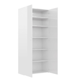 Armoire à chaussures Blanc brillant 80x35,5x180 cm Aggloméré