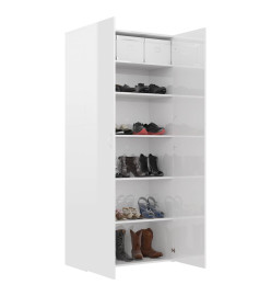 Armoire à chaussures Blanc brillant 80x35,5x180 cm Aggloméré