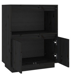 Buffet Noir 60x34x75 cm Bois massif de pin