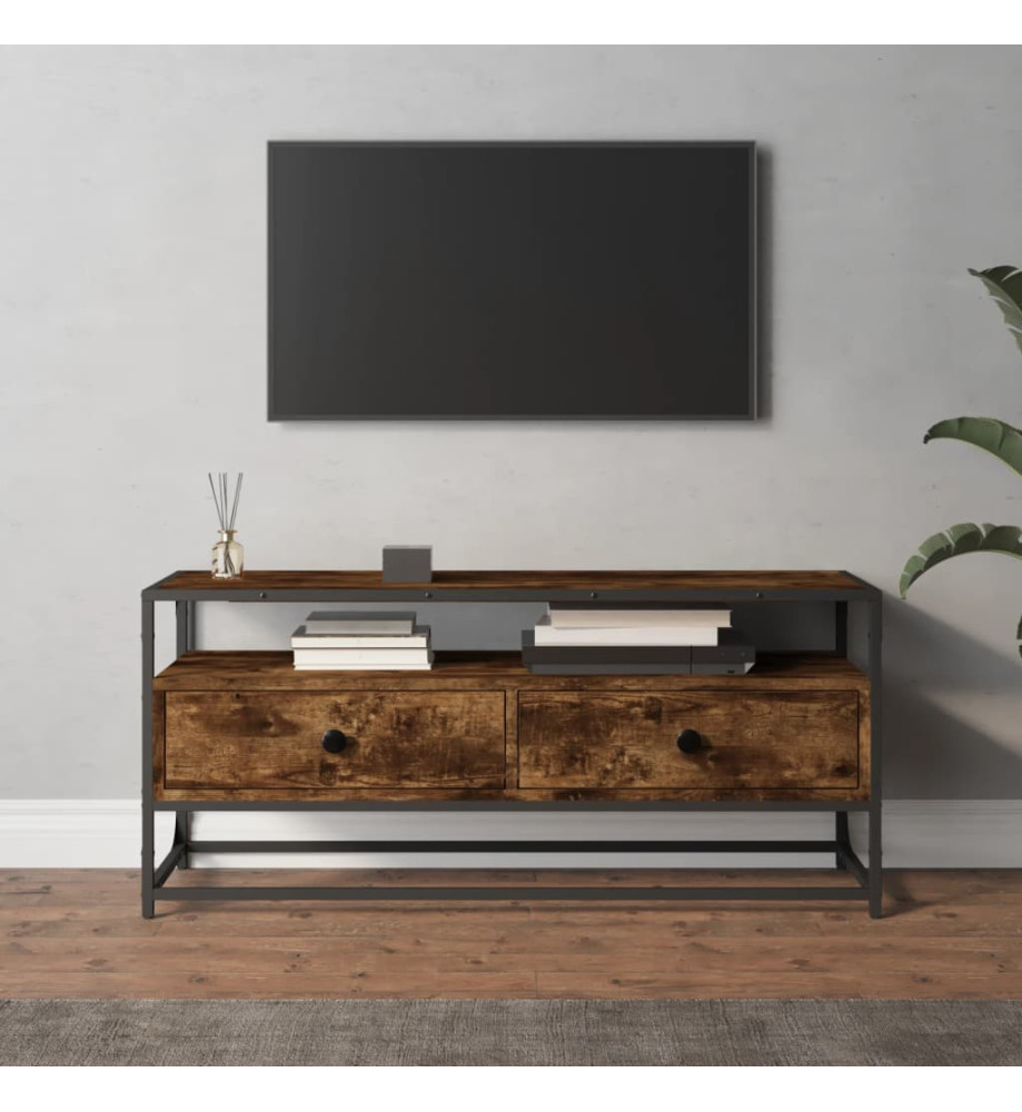 Meuble TV chêne fumé 100x35x45 cm bois d'ingénierie