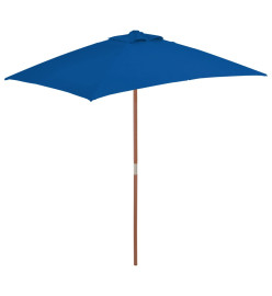 Parasol d'extérieur avec mât en bois Bleu 150x200 cm