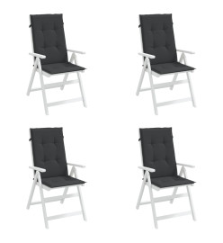 Coussins de chaise de jardin à dossier haut lot de 4 noir tissu