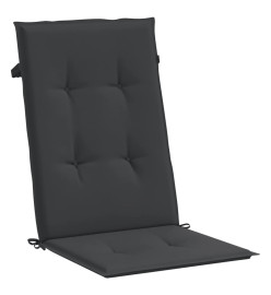 Coussins de chaise de jardin à dossier haut lot de 4 noir tissu