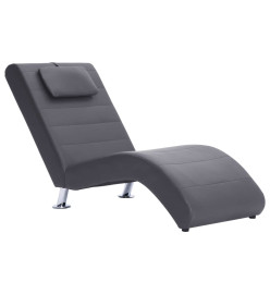 Chaise longue avec oreiller Gris Similicuir