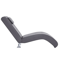 Chaise longue avec oreiller Gris Similicuir