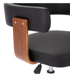 Chaise pivotante de bureau Noir Bois courbé et similicuir