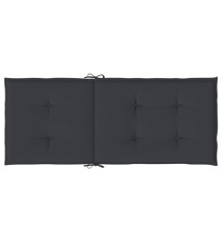 Coussins de chaise de jardin à dossier haut lot de 4 noir tissu