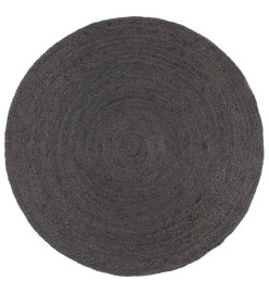 Tapis fait à la main Jute Rond 180 cm Gris foncé