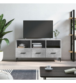 Meuble TV gris béton 102x36x50 cm bois d'ingénierie