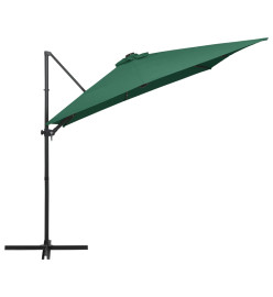 Parasol déporté avec LED et mât en acier 250x250 cm Vert