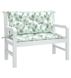 Coussins de banc de jardin lot de 2 motif de feuilles tissu