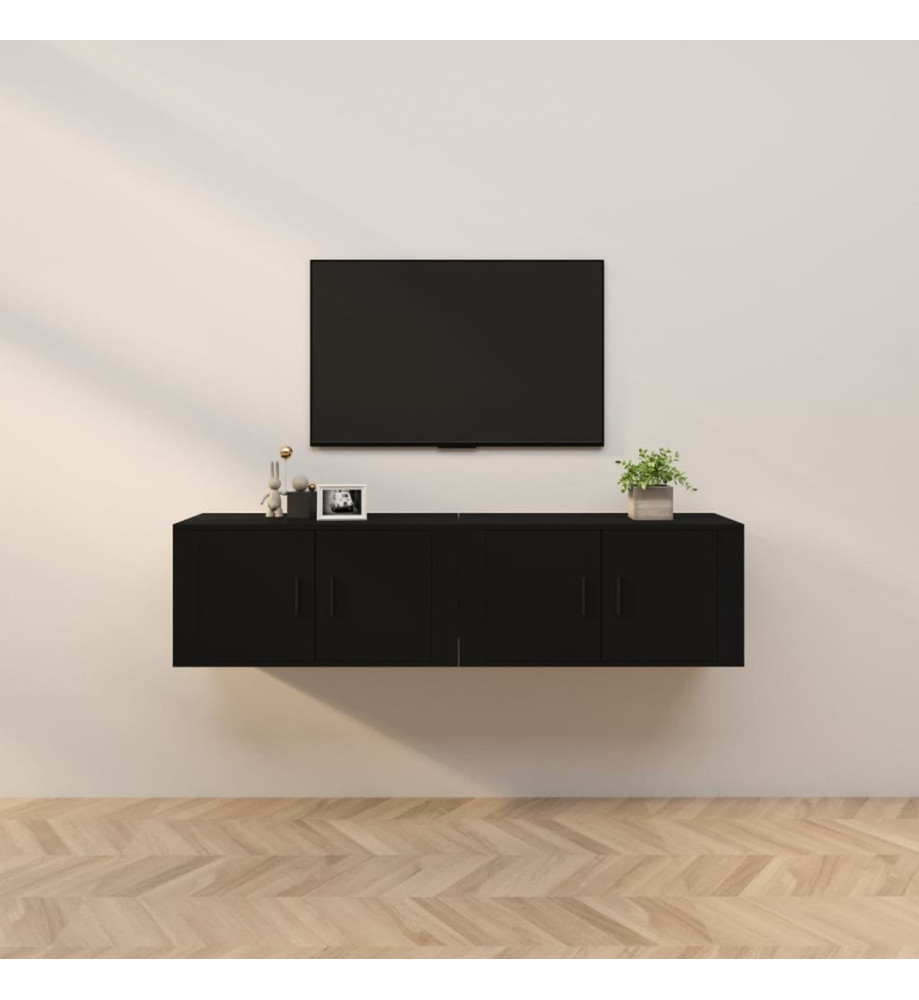 Meubles TV muraux 2 pcs noir 80x34,5x40 cm