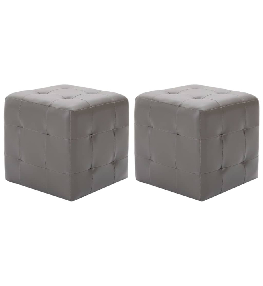 2 pcs Poufs Gris 30 x 30 x 30 cm Similicuir