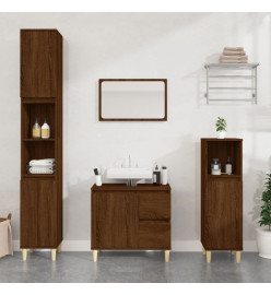 Ensemble d'armoires de salle de bain 3 pcs chêne marron