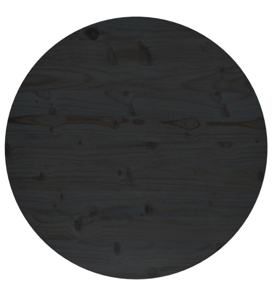 Dessus de table Noir Ø70x2,5 cm Bois de pin massif