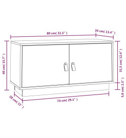 Meuble TV Gris 80x34x40 cm Bois de pin massif